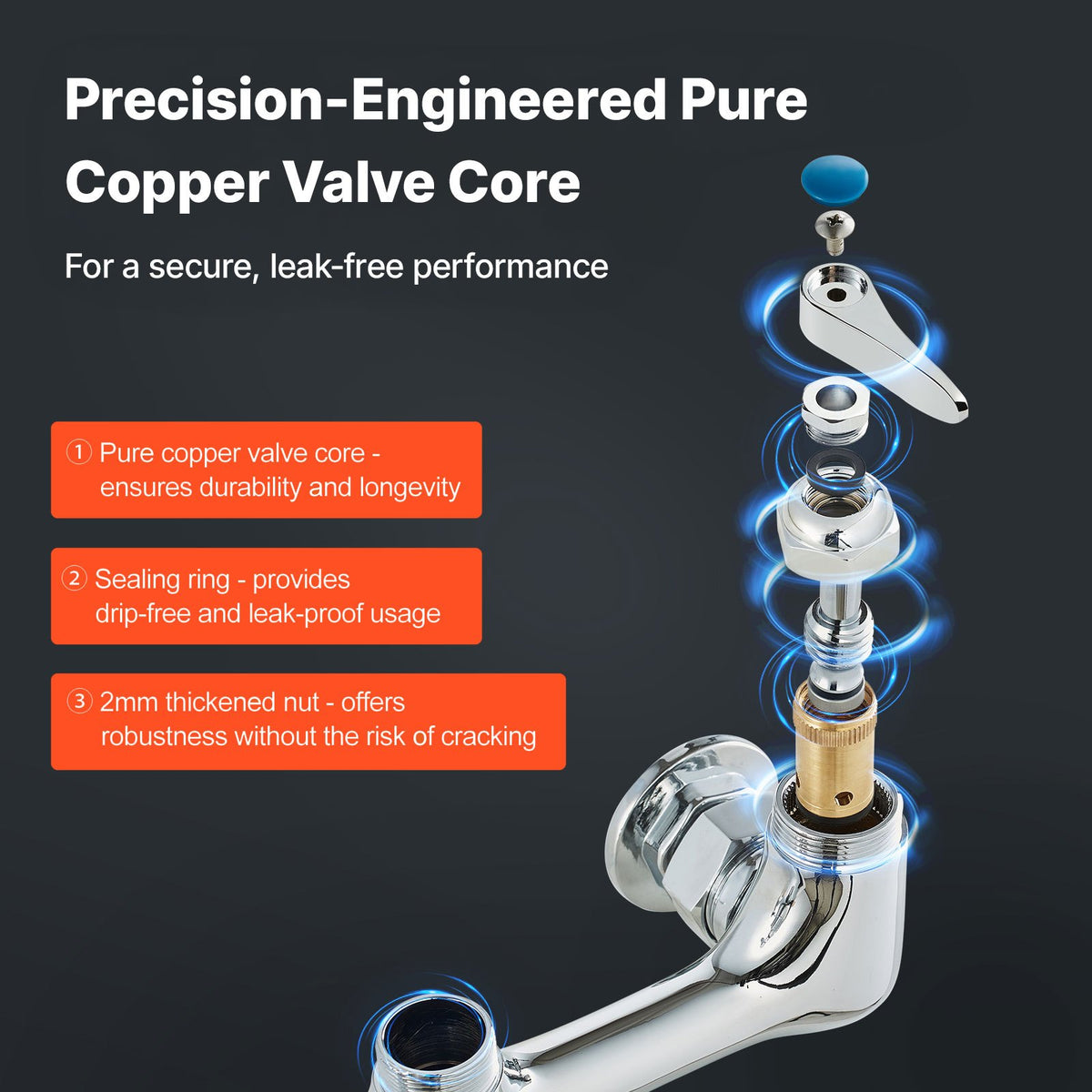 VEVOR Commercial Faucet with Pre-Rinse Sprayer