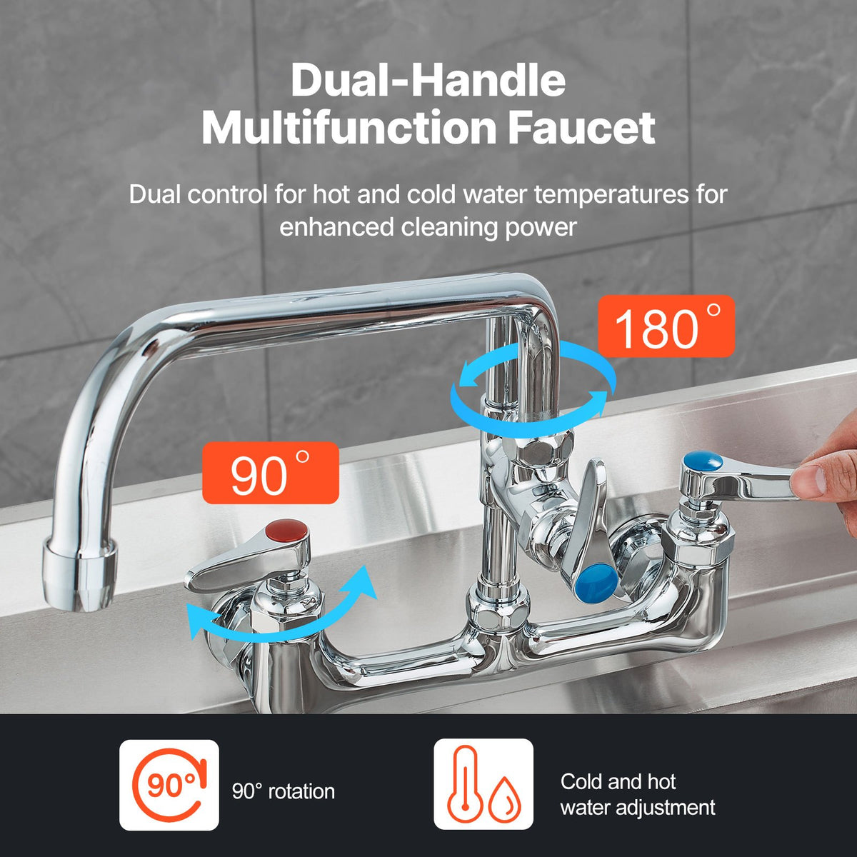 VEVOR Commercial Faucet with Pre-Rinse Sprayer