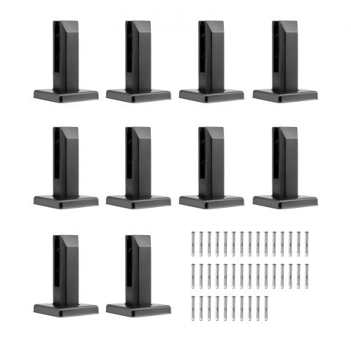 VEVOR Glass Clamp, 10 PCS Square Glass Railing Bracket for 0.31 "-0.47 " Tempered Glass, 304 Stainless Steel Glass Mounting Clamp, 0.12” Thick Glass Shelf Bracket for Balcony, Garden, Deck, Stair