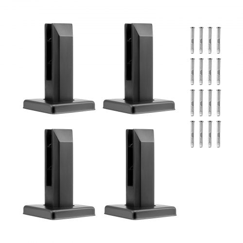 VEVOR Glass Clamp, 4 PCS Square Glass Railing Bracket for 0.31 "-0.47 " Tempered Glass, 304 Stainless Steel Glass Mounting Clamp, 0.12” Thick Glass Shelf Bracket for Balcony, Garden, Deck, Stair