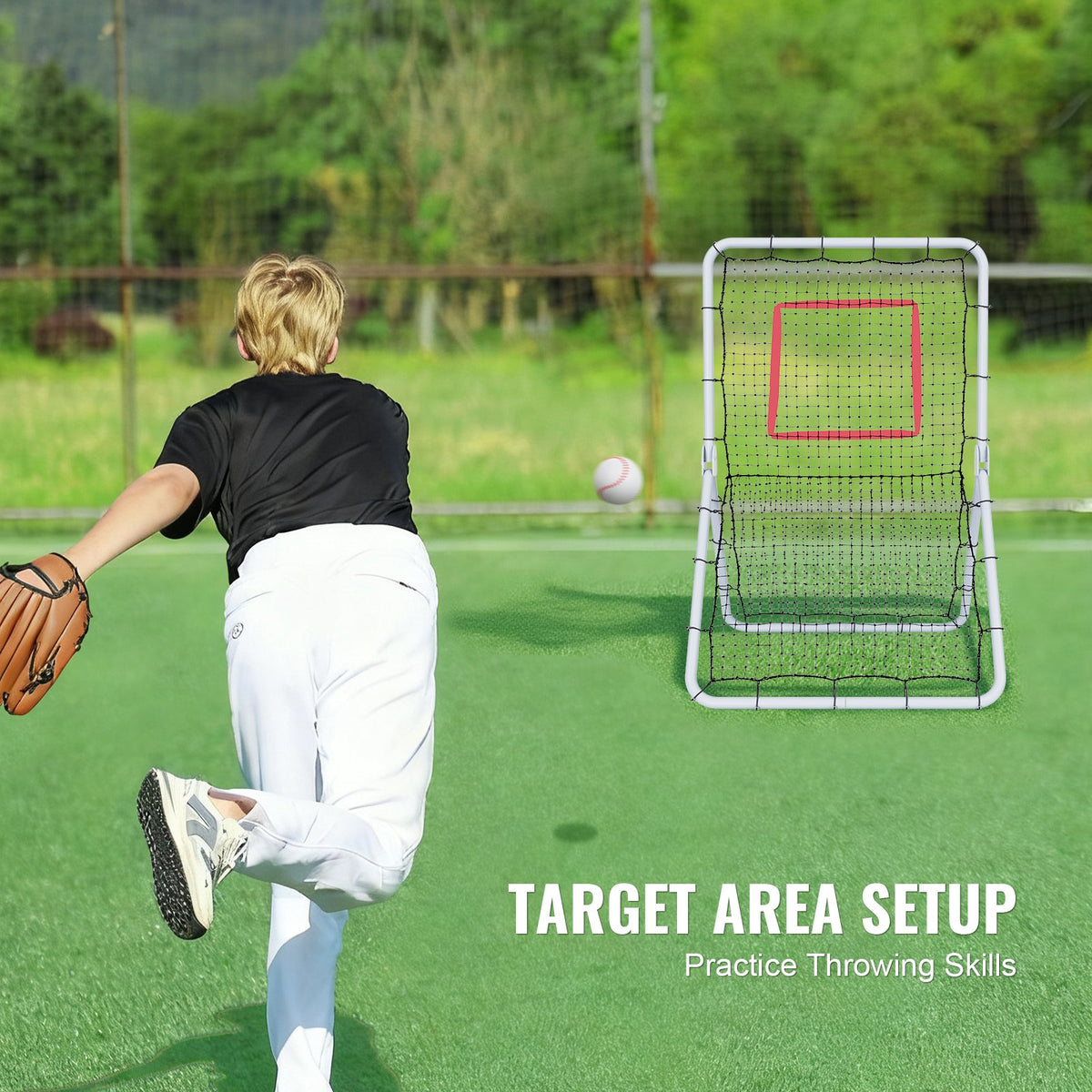 VEVOR Baseball And Softball Rebounder Net, 3.5 x 6 ft PitchBack Baseball Pitching Nest, Softball Pitchback Net, Fielding Trainer, Bounce Back Net for Fielding/Throwing Practice, 5 Adjustable Angles