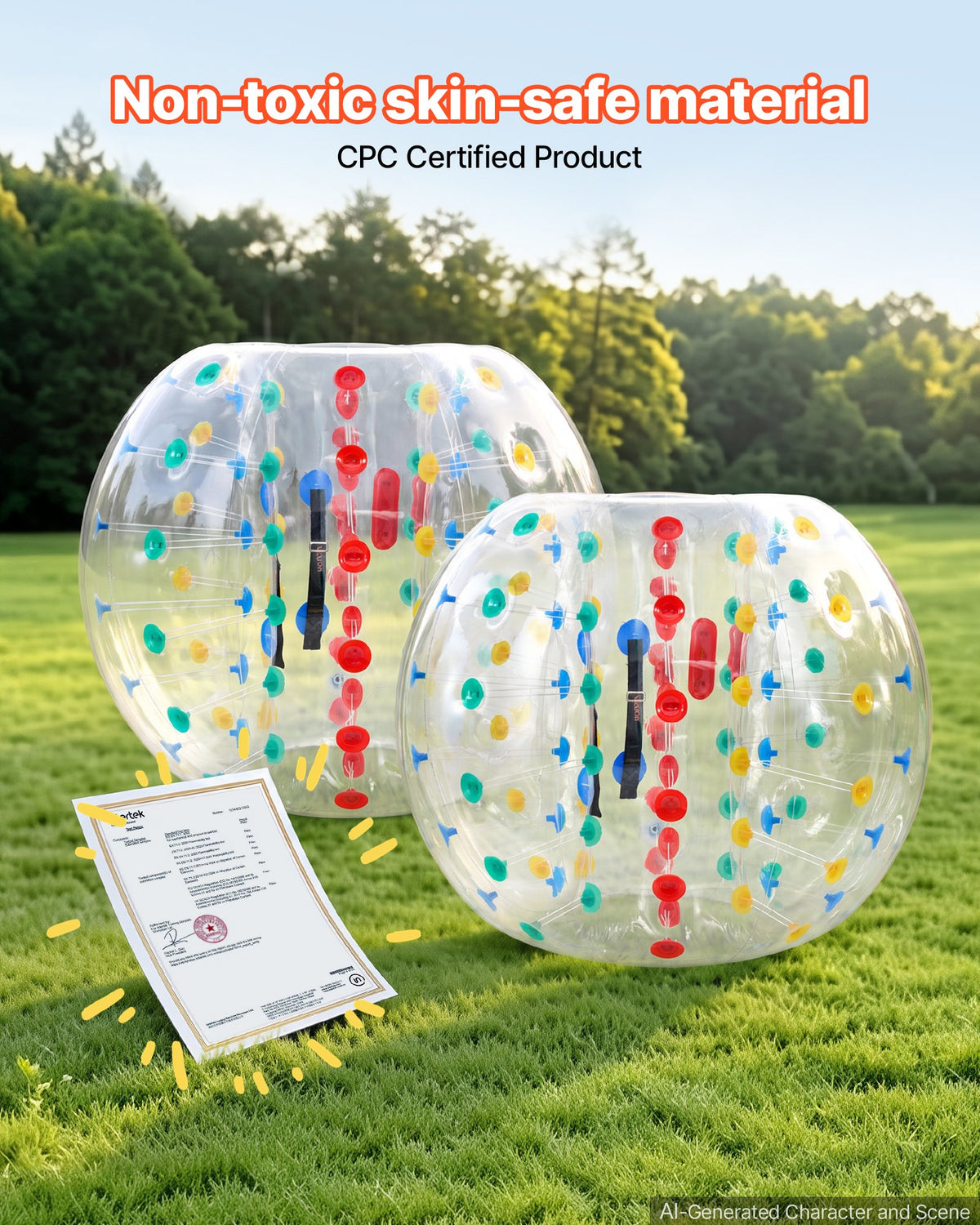 VEVOR 2-Pack Inflatable Bumper Balls 1.5m Human Bubble Adult Transparent, for Backyard, Camping, Picnic, Park, Lawn, and Outdoor Team Gameplay, Thickened PVC Material, Sumo Hamster Ball with Handle