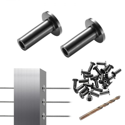 VEVOR 101 Pack T316 Stainless Steel Protector Sleeves for 3.2mm Wire Rope Cable Railing