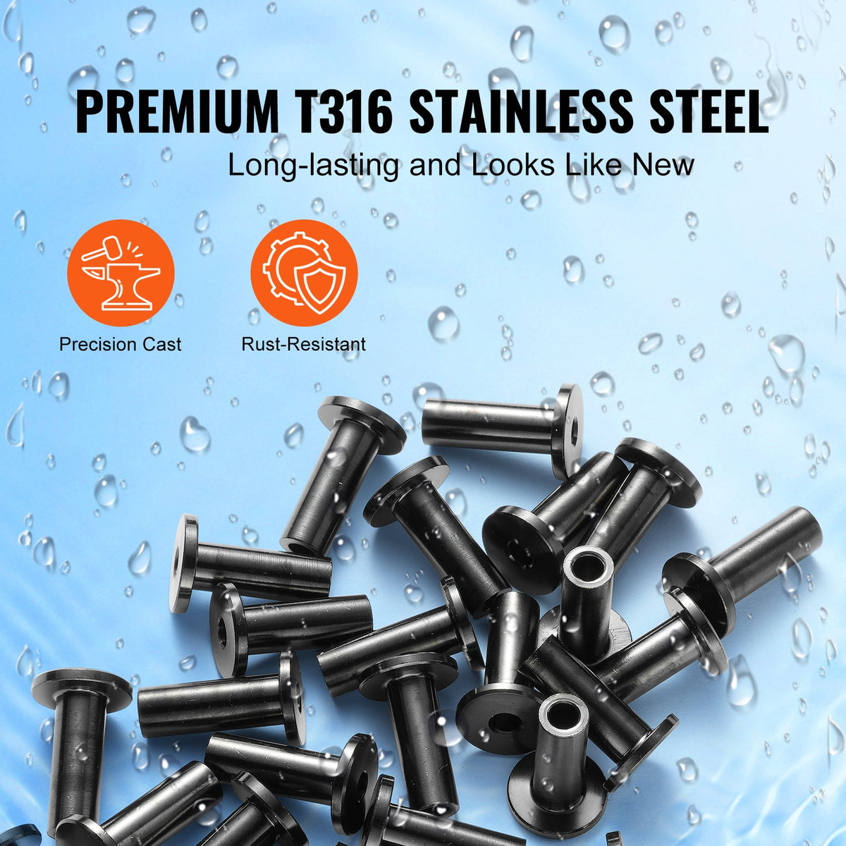 VEVOR 101 Pack T316 Stainless Steel Protector Sleeves for 3.2mm Wire Rope Cable Railing