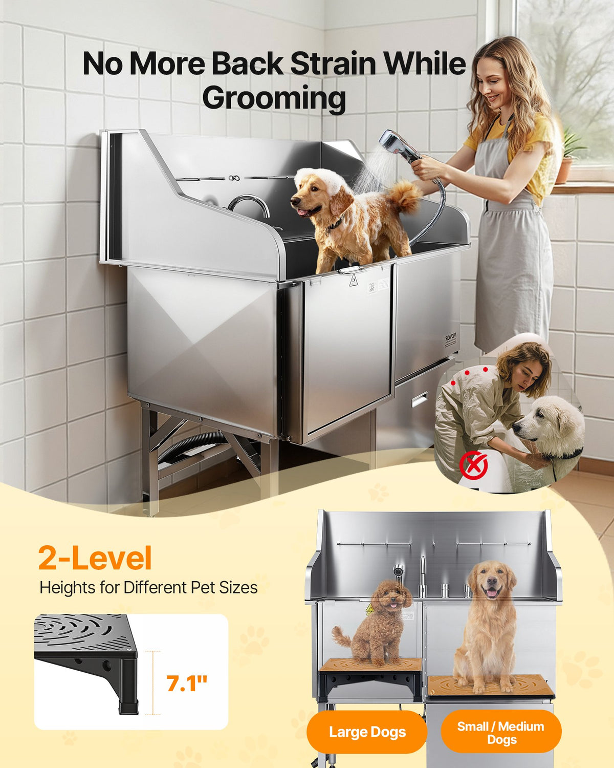 VEVOR 304 Stainless Steel Dog Washing Station