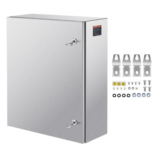 VEVOR Steel Electrical Box, 60x50x20 cm, 304 Stainless Steel Electrical Enclosure Box, Wall-Mounted Outdoor Electrical Electronic Equipment Enclosure with Mounting Plate Hinges Lock, IP66 Waterproof