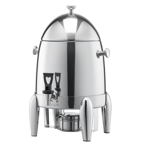 VEVOR Stainless Steel Beverage Dispenser, 12L Drink Dispenser  with Alcohol Burner, Hot & Cold Drink Dispensers for Coffee Tea Hot Water, with Spigot Ice Tube, for Restaurants, Hotels, Parties
