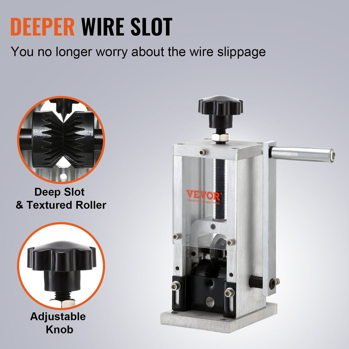 VEVOR Manual Wire Stripping Machine, 1.5 mm-30 mm Copper Stripper with Hand Crank or Drill Powered, Visible Stripping Depth Reference, Portable Aluminum Frame Wire Peeler for Scrap Copper Recycling