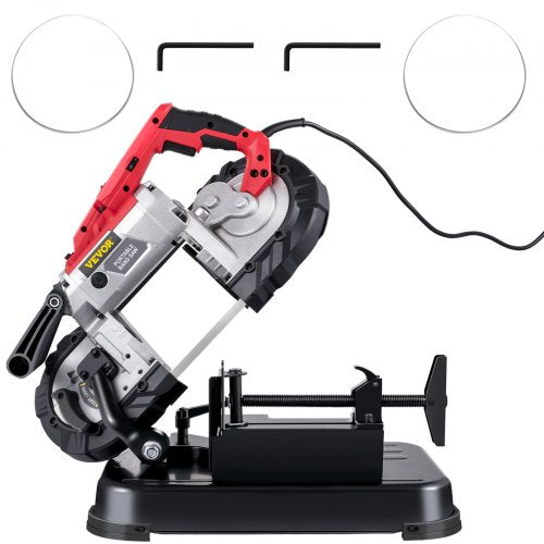 VEVOR Portable Band Saw, 127 mm x 127 mm Cutting Depth with Removable Alloy Steel Base Cordless Band Saw, Hand held Band Saw,Variable Speed Portable Bandsaw, 10Amp Motor Deep Cut Band saw for Metal Wood