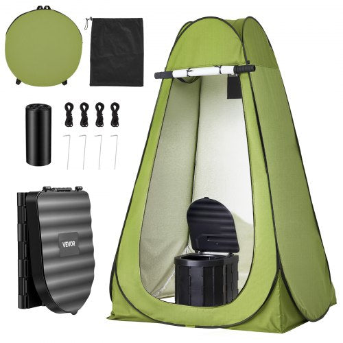 VEVOR Portable Toilet Kit, 150 kg Load Capacity, Folding Camping Toilet with Pop-Up Privacy Tent, Outdoor Travel Potty for Adults with Carry Bags, Trash Bags, Suitable for RV Travel, Camping, Hiking