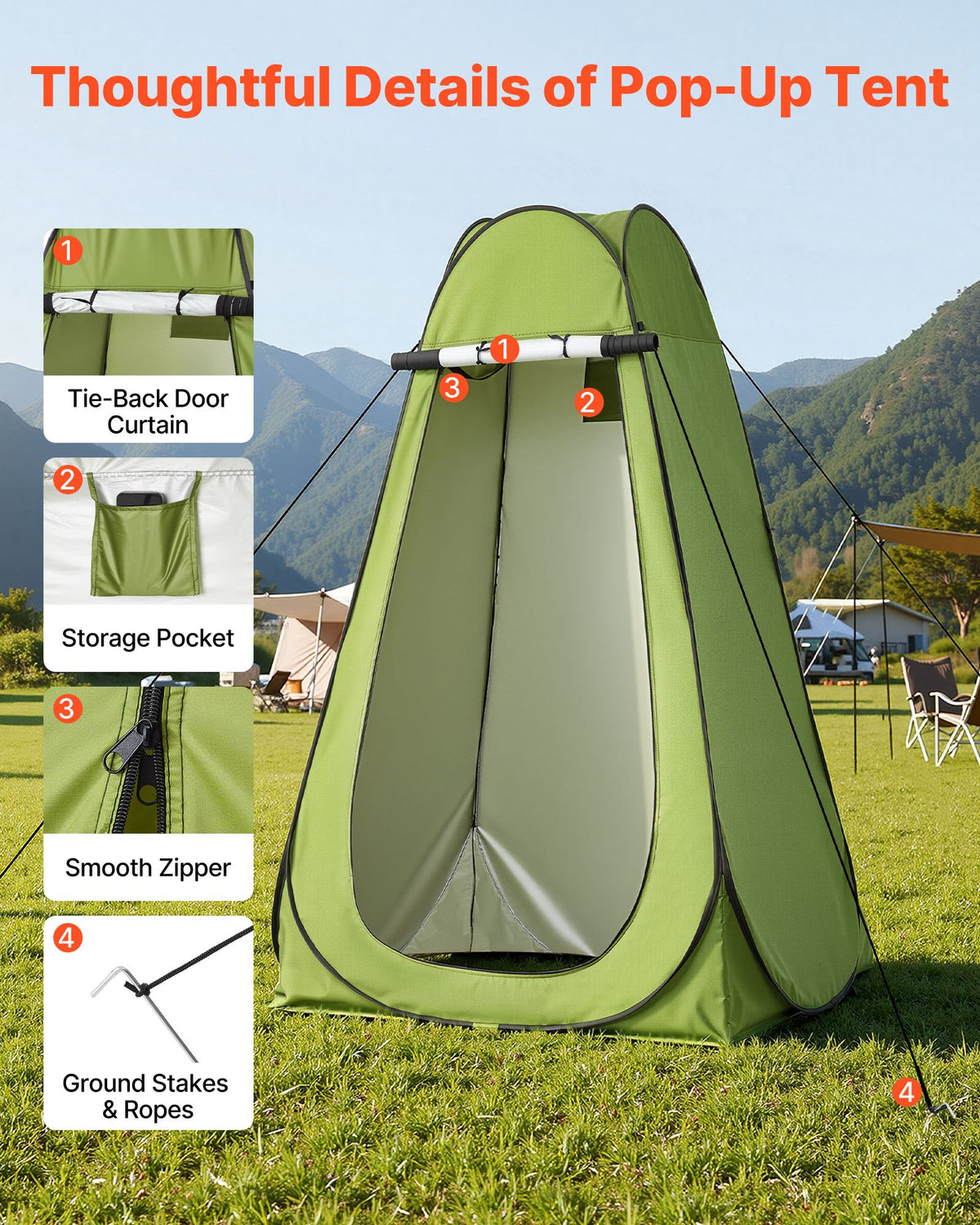 VEVOR Portable Toilet Kit, 150 kg Load Capacity, Folding Camping Toilet with Pop-Up Privacy Tent, Outdoor Travel Potty for Adults with Carry Bags, Trash Bags, Suitable for RV Travel, Camping, Hiking