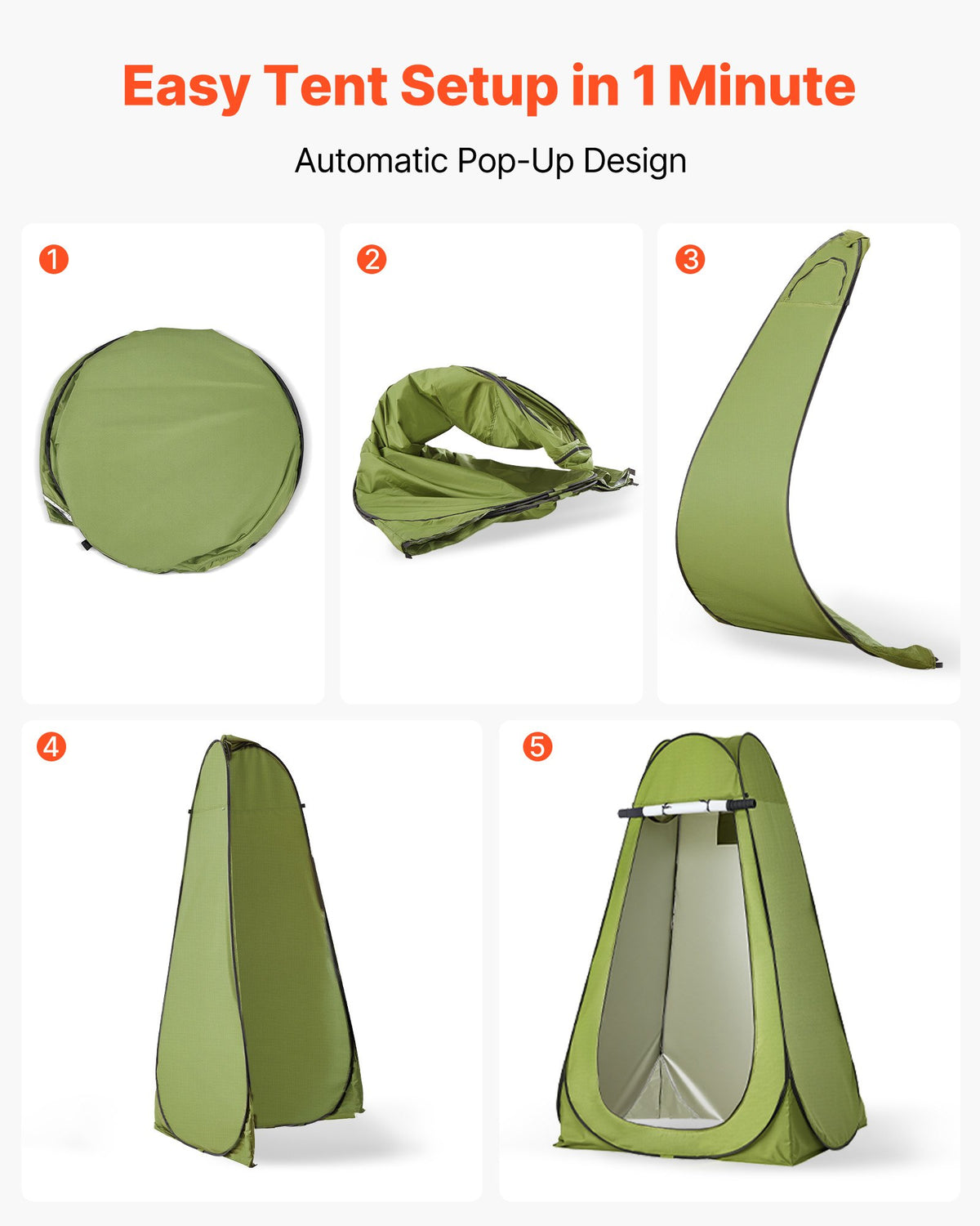VEVOR Portable Toilet Kit, 150 kg Load Capacity, Folding Camping Toilet with Pop-Up Privacy Tent, Outdoor Travel Potty for Adults with Carry Bags, Trash Bags, Suitable for RV Travel, Camping, Hiking