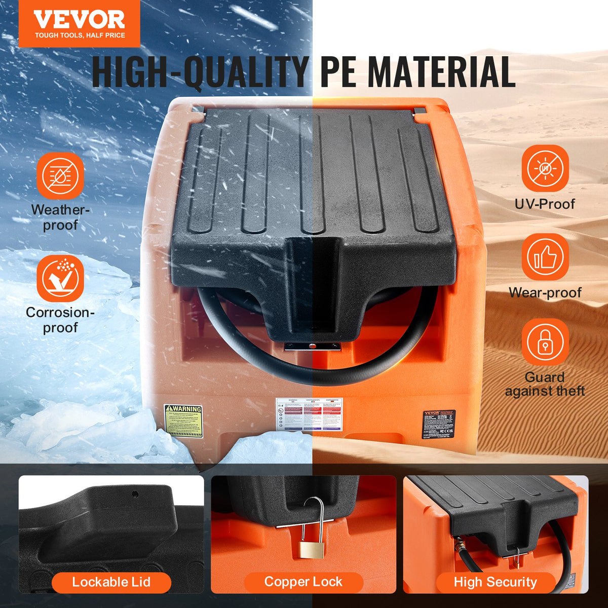 VEVOR Portable Diesel Tank 181.7 L Fuel Tank with 12V Electric Transfer Pump