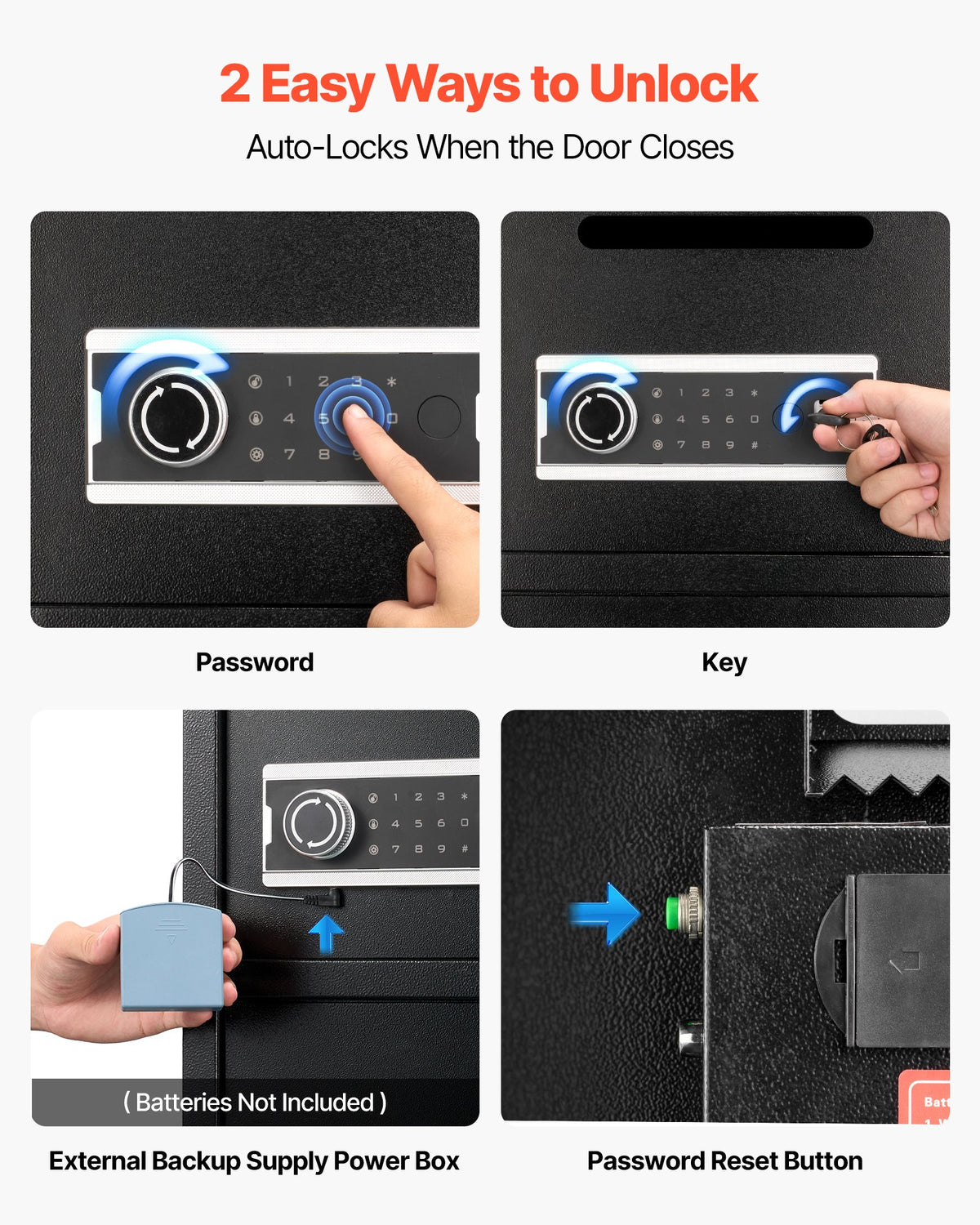 VEVOR Double Door Safe Box, 93.45 L, Heavy Duty Home Safe with Electronic Keypad, Anti-Theft, Digital Safety Lock Box with Key, Drop Slot, for Money, Firearm, Jewelry, Document, Valuables, Black, Self-assembly required