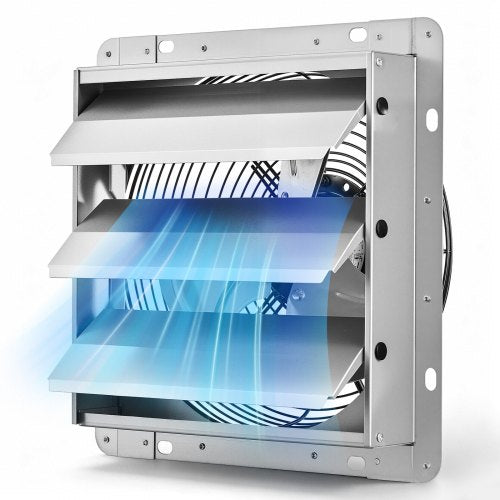 VEVOR 268 mm Shutter Exhaust Fan Wall Mounted 812 CFM Automatic Louvers, Sturdy Steel Housing, Low Noise, AC Motor, Ventilation and Cooling for Attic, Garage, Barn, Greenhouse, Workshop, Silver