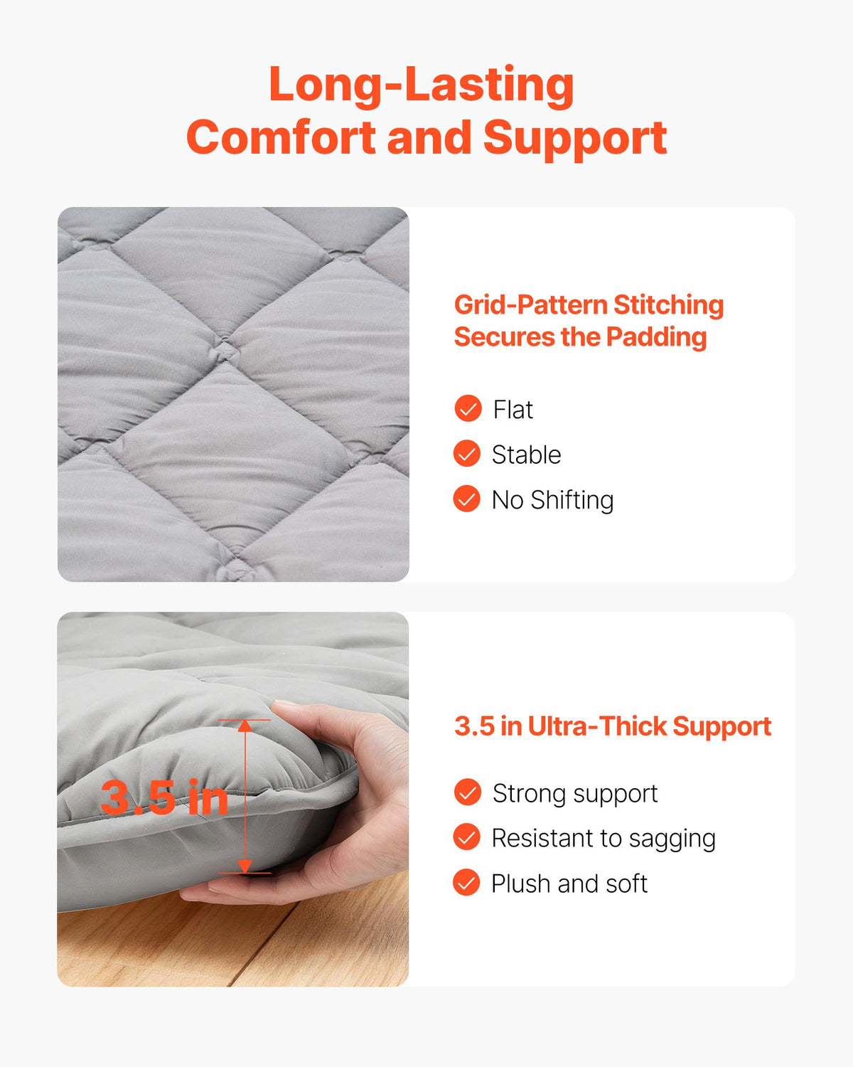 VEVOR Japanese Tatami Mat, Full Size Foldable Japanese Tatami Mattress, Futon Mattress with Storage Bag & Fastener, 9-Layer Floor Mat for Sleeping, Dorm, Meditation, Yoga, 2032 x 1372 x 89 mm, Gray