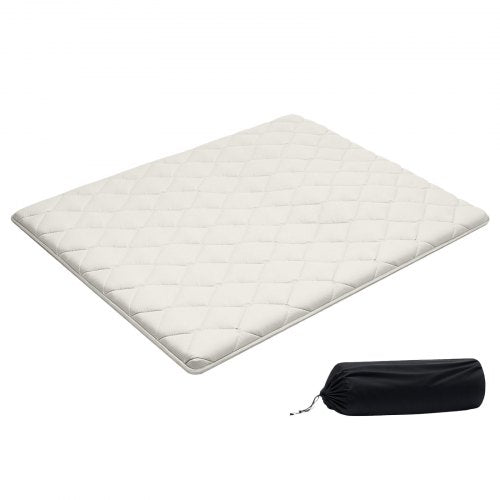 VEVOR Japanese Tatami Mat, Queen Size Foldable Japanese Tatami Mattress, Futon Mattress with Storage Bag & Fastener, 9-Layer Floor Mat for Sleeping, Dorm, Meditation, Yoga, 2032 x 1524 x 63.5mm, White