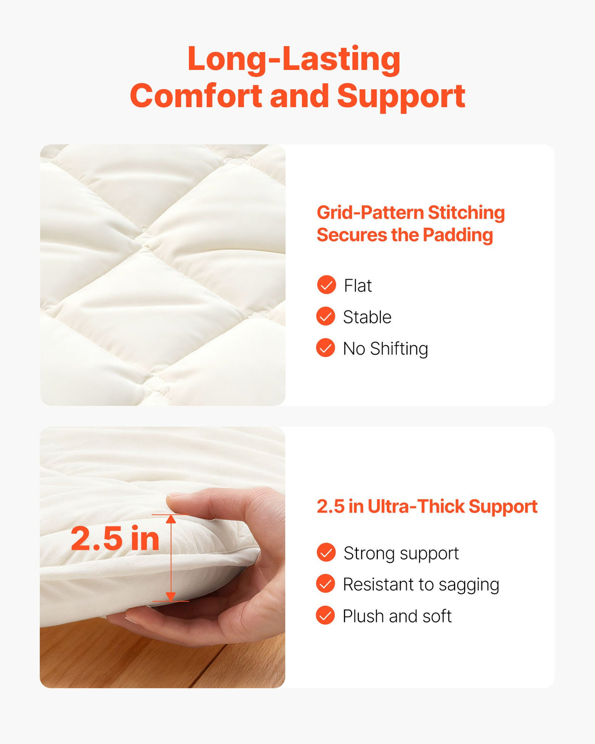 VEVOR Japanese Tatami Mat, Queen Size Foldable Japanese Tatami Mattress, Futon Mattress with Storage Bag & Fastener, 9-Layer Floor Mat for Sleeping, Dorm, Meditation, Yoga, 2032 x 1524 x 63.5mm, White