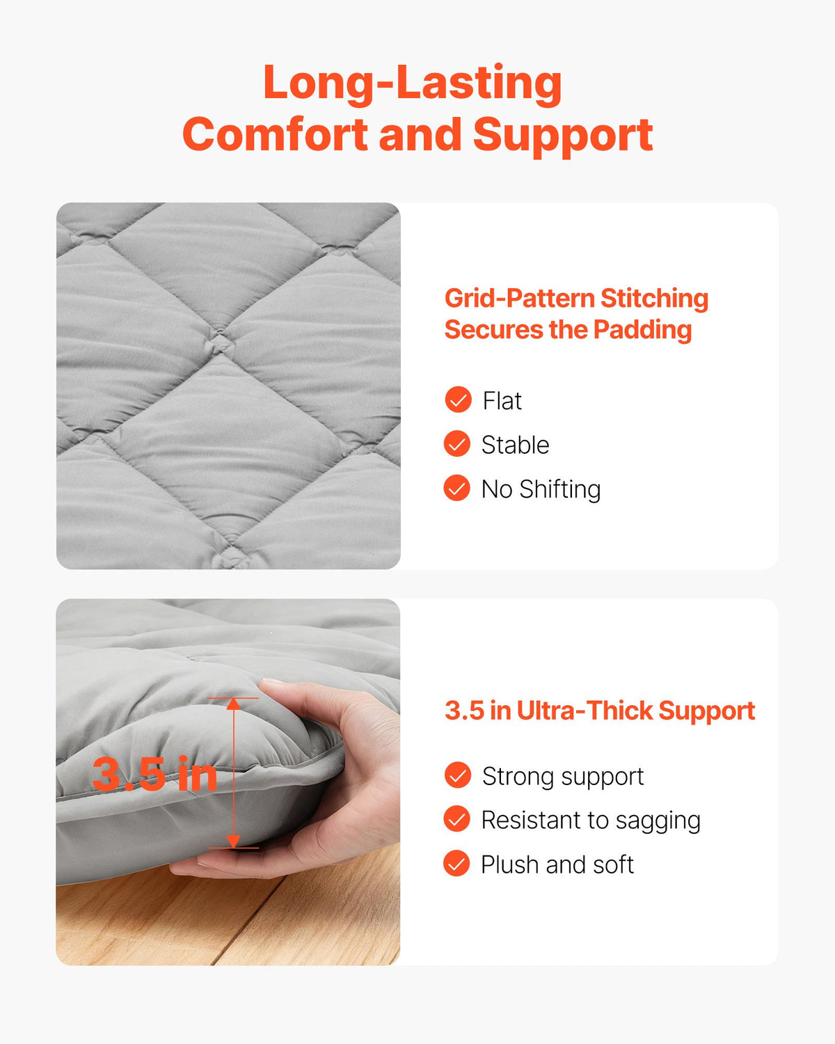 VEVOR Japanese Tatami Mat, Queen Size Foldable Japanese Tatami Mattress, Futon Mattress with Storage Bag & Fastener, 9-Layer Floor Mat for Sleeping, Dorm, Meditation, Yoga, 2032 x 1524 x 89 mm, Gray