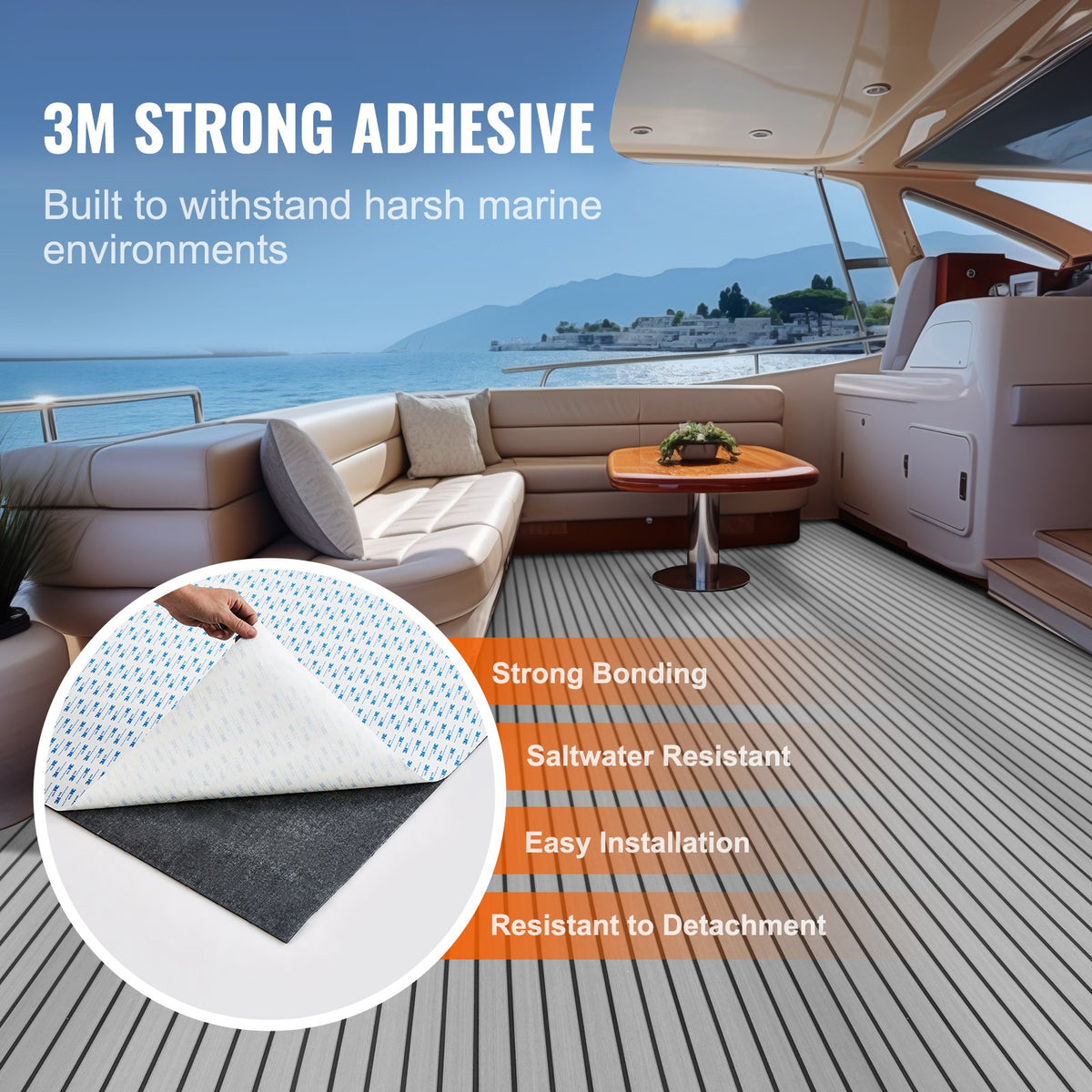 VEVOR Boat Flooring, EVA Foam Boat Decking 240 x 89.9 cm, Non-Slip Self-Adhesive Flooring, 2.2 m² Marine Carpet for Boats, Yacht, Pontoon, Kayak Decking