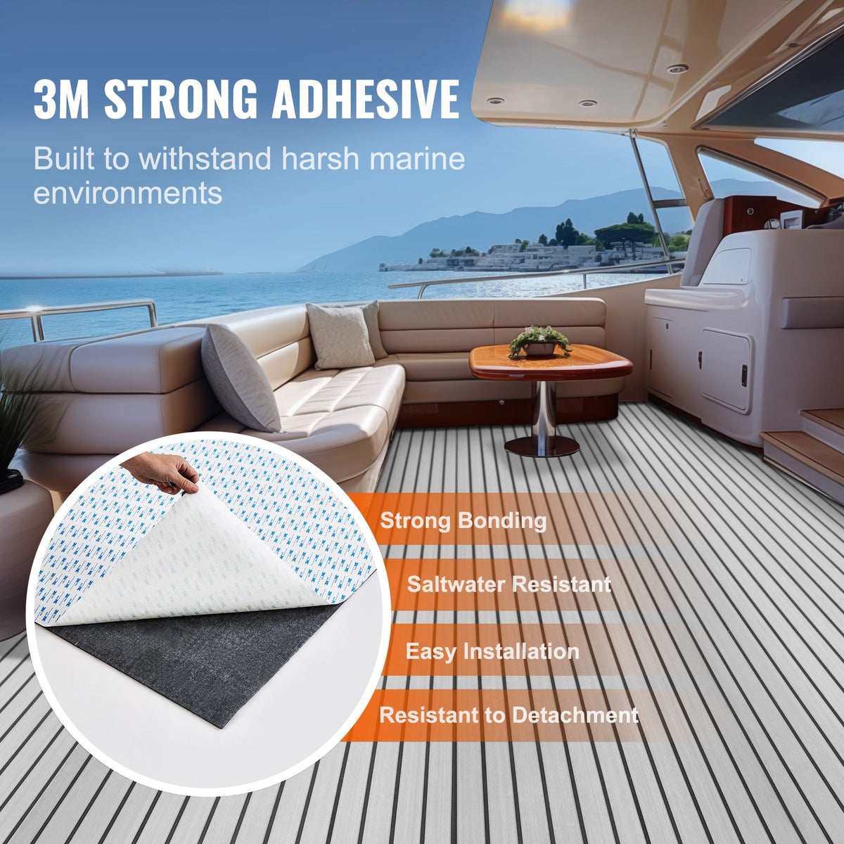 VEVOR Boat Flooring, EVA Foam Boat Decking 240 x 116.1 cm, Non-Slip Self-Adhesive Flooring, 2.78 m² Marine Carpet for Boats, Yacht, Pontoon, Kayak Decking