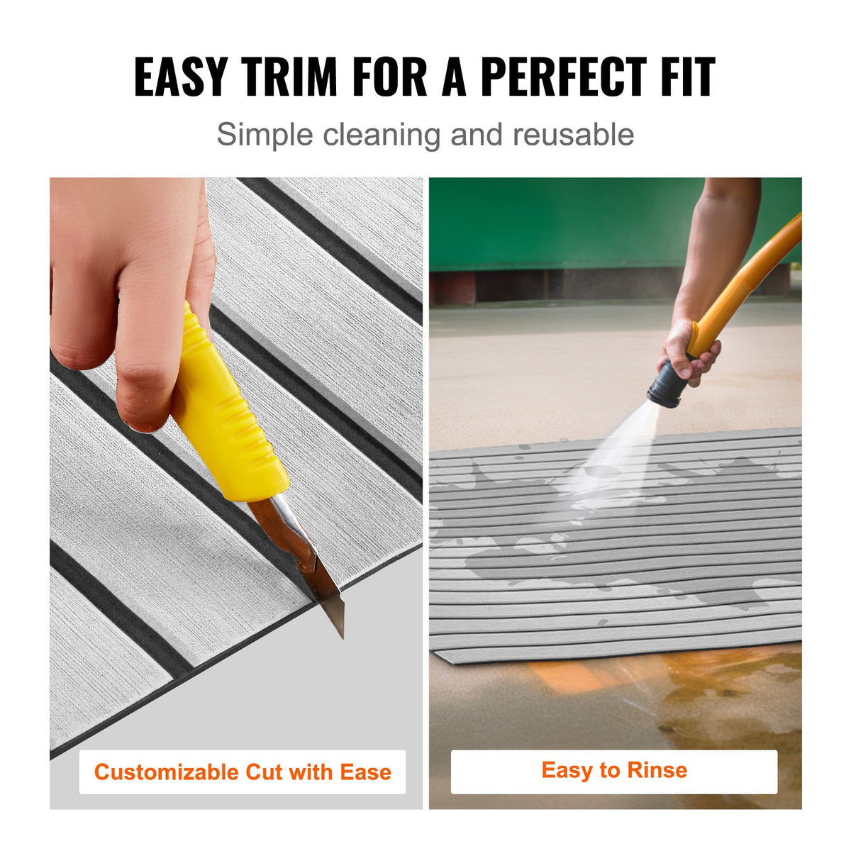 VEVOR Boat Flooring, EVA Foam Boat Decking 240 x 116.1 cm, Non-Slip Self-Adhesive Flooring, 2.78 m² Marine Carpet for Boats, Yacht, Pontoon, Kayak Decking