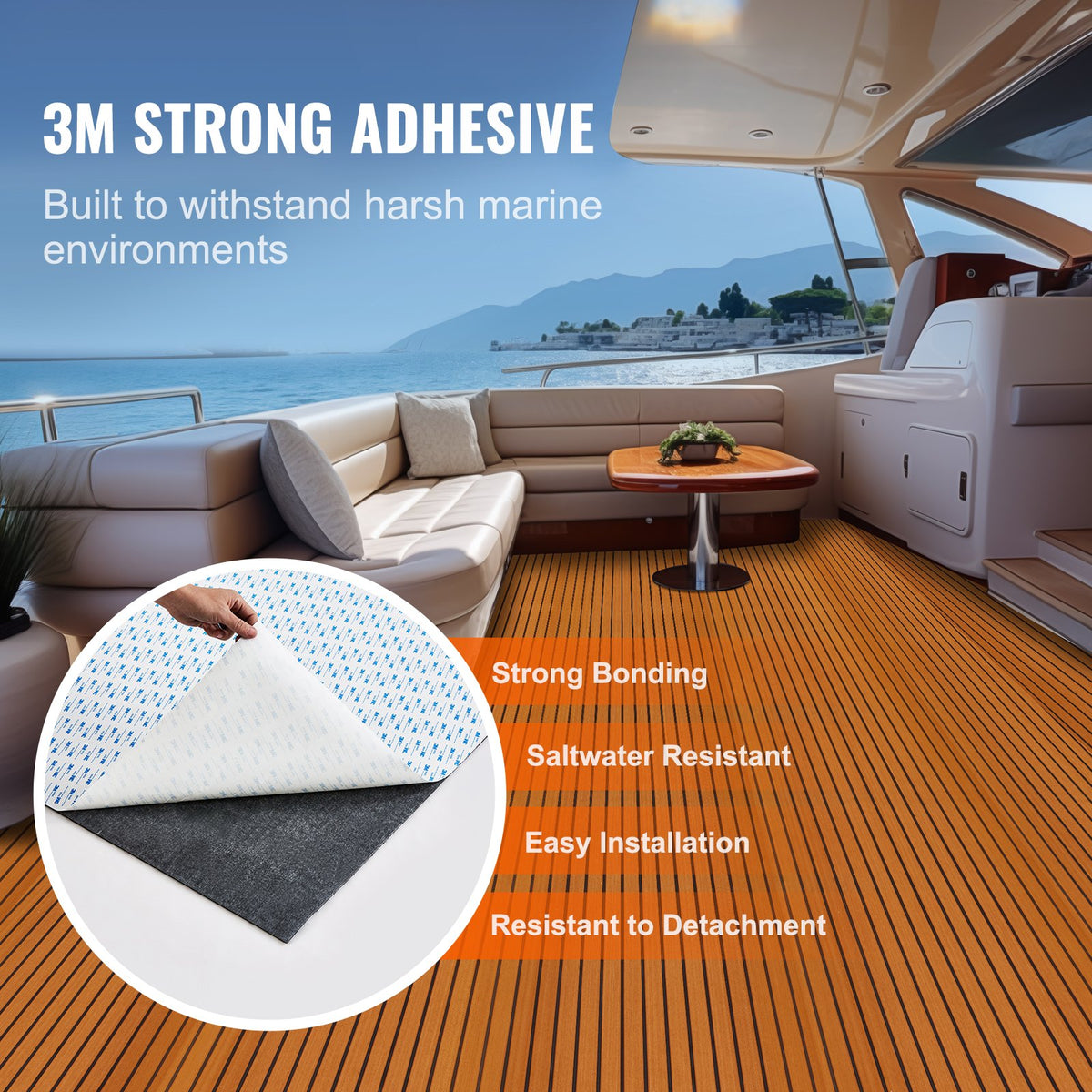 VEVOR Boat Flooring, EVA Foam Boat Decking 240 x 116.8 cm, Non-Slip Self-Adhesive Flooring, 2.8 m² Marine Carpet for Boats, Yacht, Pontoon, Kayak Decking