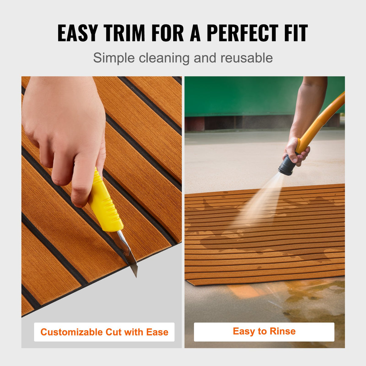 VEVOR Boat Flooring, EVA Foam Boat Decking 240 x 116.8 cm, Non-Slip Self-Adhesive Flooring, 2.8 m² Marine Carpet for Boats, Yacht, Pontoon, Kayak Decking