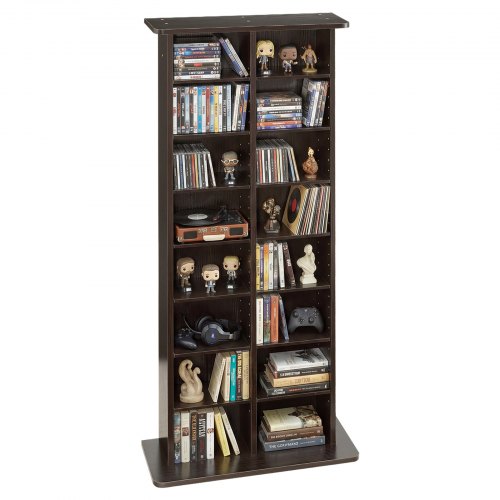 VEVOR Media Storage Cabinet, 8-Tier DVD Shelf Organizer, 559 x 222 x 1295 mm Multimedia Storage Organizer for CDs, DVDs, Books and Games, CD Shelf for Living Room, Home Office, Recording Room