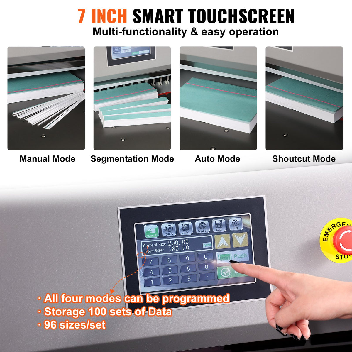 VEVOR Electric Hydraulic Paper Cutter 660.4 mm Cutting Width 80 mm Thickness 177.8 mm Screen