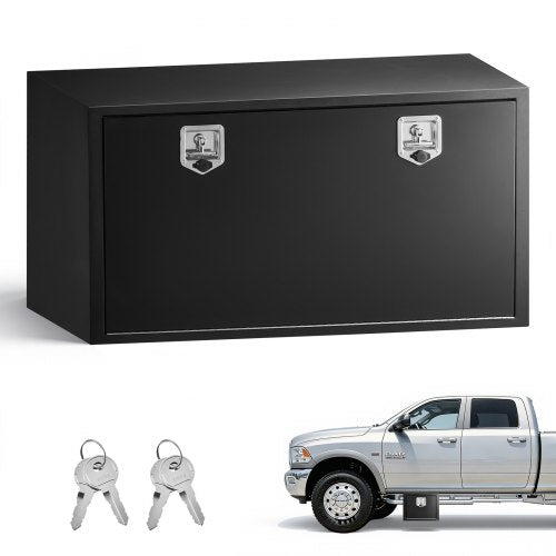 VEVOR Underbody Truck Tool Box, 1219 x 609 x 609 mm Heavy Duty Steel Trailer Storage Box with Lock & Keys, Waterproof Trailer Storage Organizer Under Body Chest with T-Handle for Truck Van SUV, Black