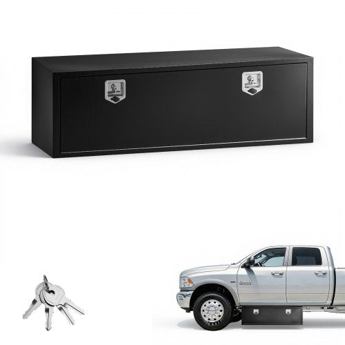 VEVOR Underbody Truck Tool Box, 1524 x 457 x 457 mm Heavy Duty Steel Trailer Storage Box with Lock & Keys, Waterproof Trailer Storage Organizer Under Body Chest with T-Handle for Truck Van SUV, Black