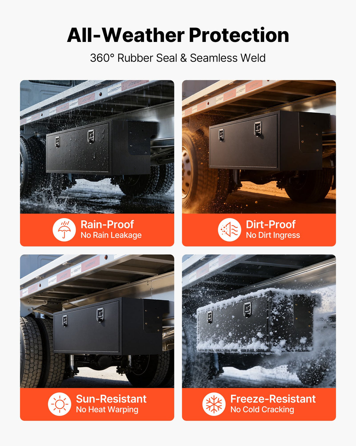VEVOR Underbody Truck Tool Box, 1524 x 457 x 457 mm Heavy Duty Steel Trailer Storage Box with Lock & Keys, Waterproof Trailer Storage Organizer Under Body Chest with T-Handle for Truck Van SUV, Black