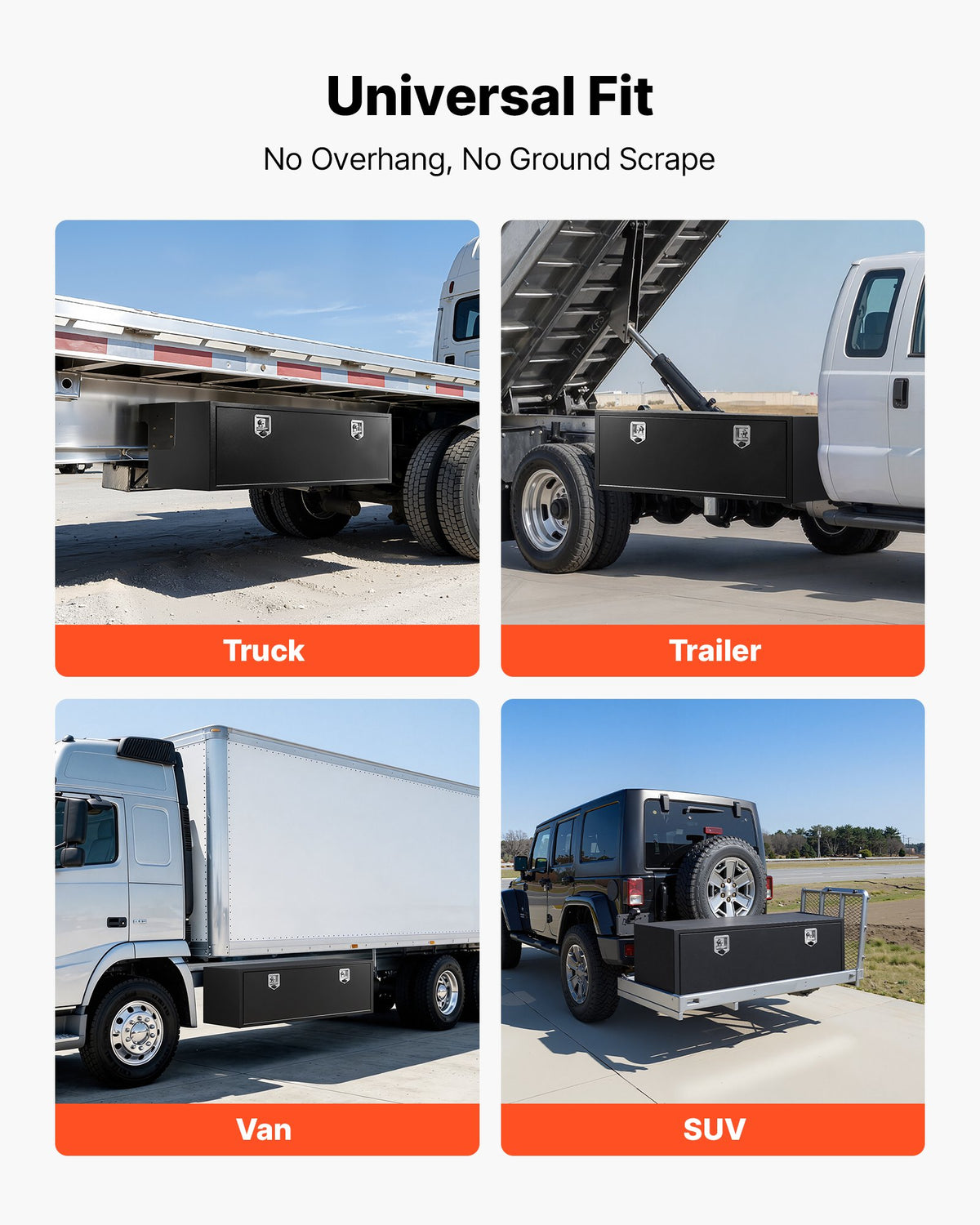 VEVOR Underbody Truck Tool Box, 1524 x 457 x 457 mm Heavy Duty Steel Trailer Storage Box with Lock & Keys, Waterproof Trailer Storage Organizer Under Body Chest with T-Handle for Truck Van SUV, Black
