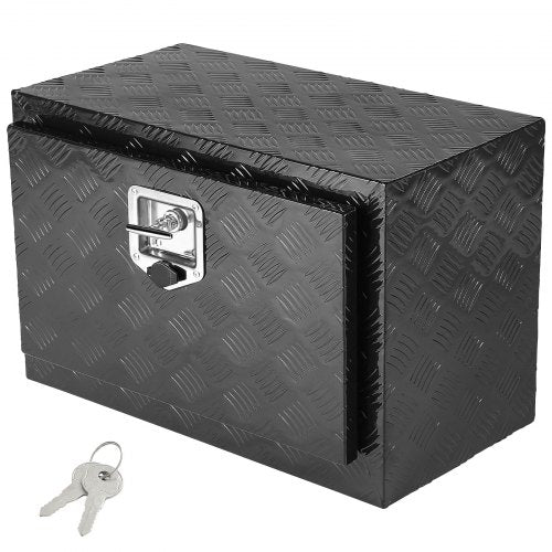 VEVOR Underbody Truck Box, 24" x 14" x 16" Pickup Storage Box, Heavy Duty Aluminum Diamond Plate Tool Box with Lock and Keys, Waterproof Trailer Storage Box with T-Handle Latch for Truck, Van, Trailer