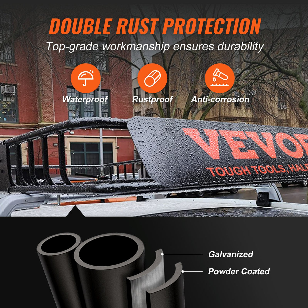 VEVOR Roof Rack Cargo Basket, 130.5 x 91.5 x 12.7 cm Rooftop Cargo Carrier w/ 15 Cu Ft Waterproof Cargo Bag, 90 kg Capacity Universal Rack Carrier for SUV, Truck