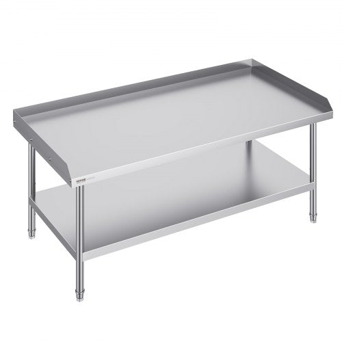 VEVOR Stainless Steel Work Table, 30 x 60 x 26 Inch Commercial Food Prep Worktable, 3-Sided Backsplash Heavy Duty Prep Worktable, Metal Work Table for Restaurant Home Hotel