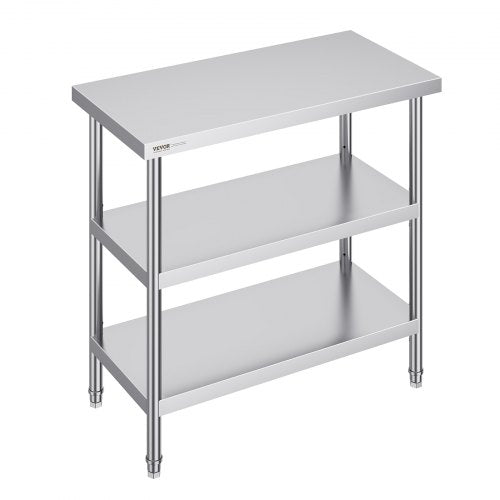 VEVOR Stainless Steel Food Prep Table Commercial Kitchen Work Table 45.7x91.4 cm