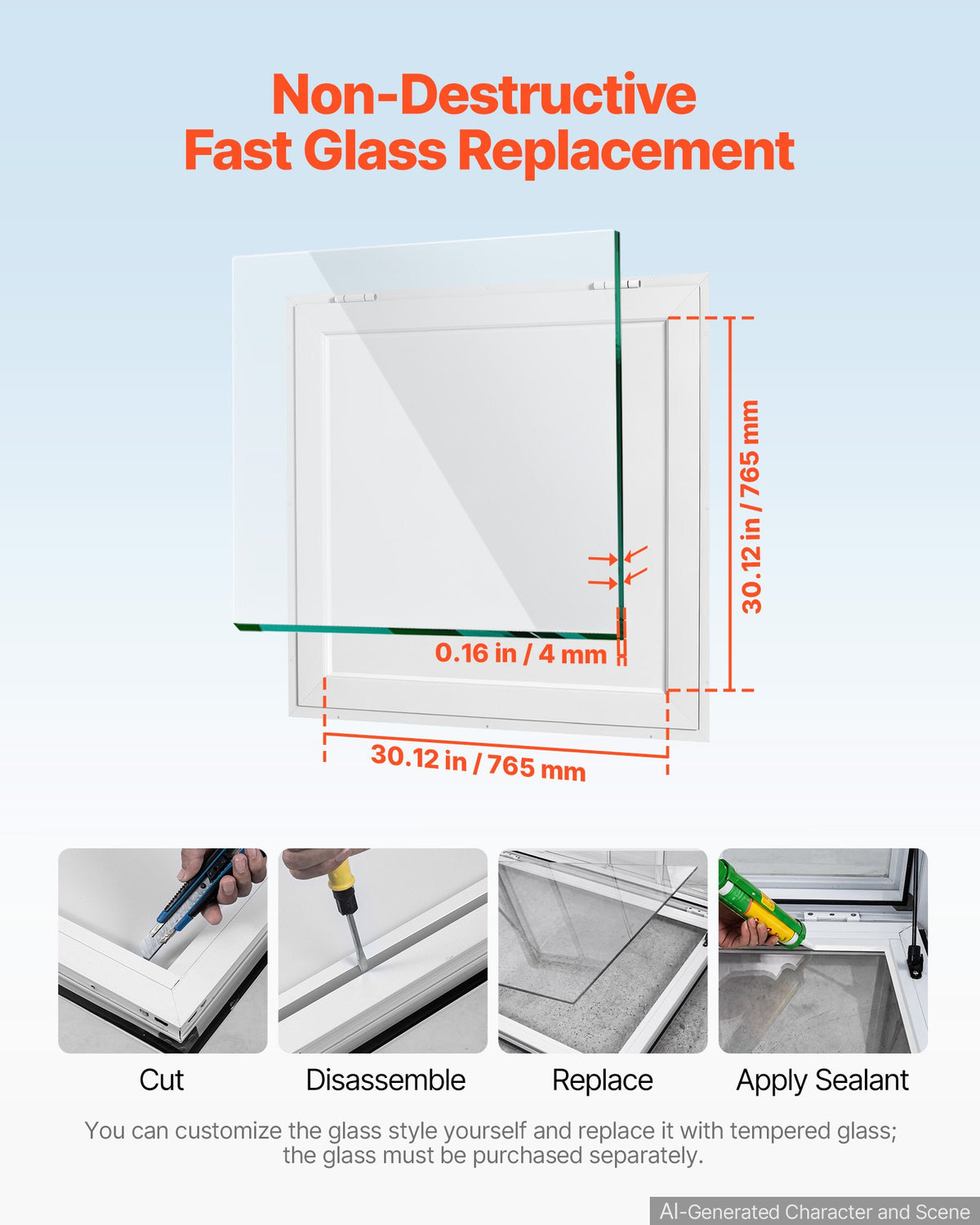 VEVOR Concession Window 915x915mm Aluminum Alloy Frame Service Window, for Food Truck, Up to 85 Degrees Stand Serving w/ Awning Door and Drag Hook, Rainwater Resistant for Concession Trailer