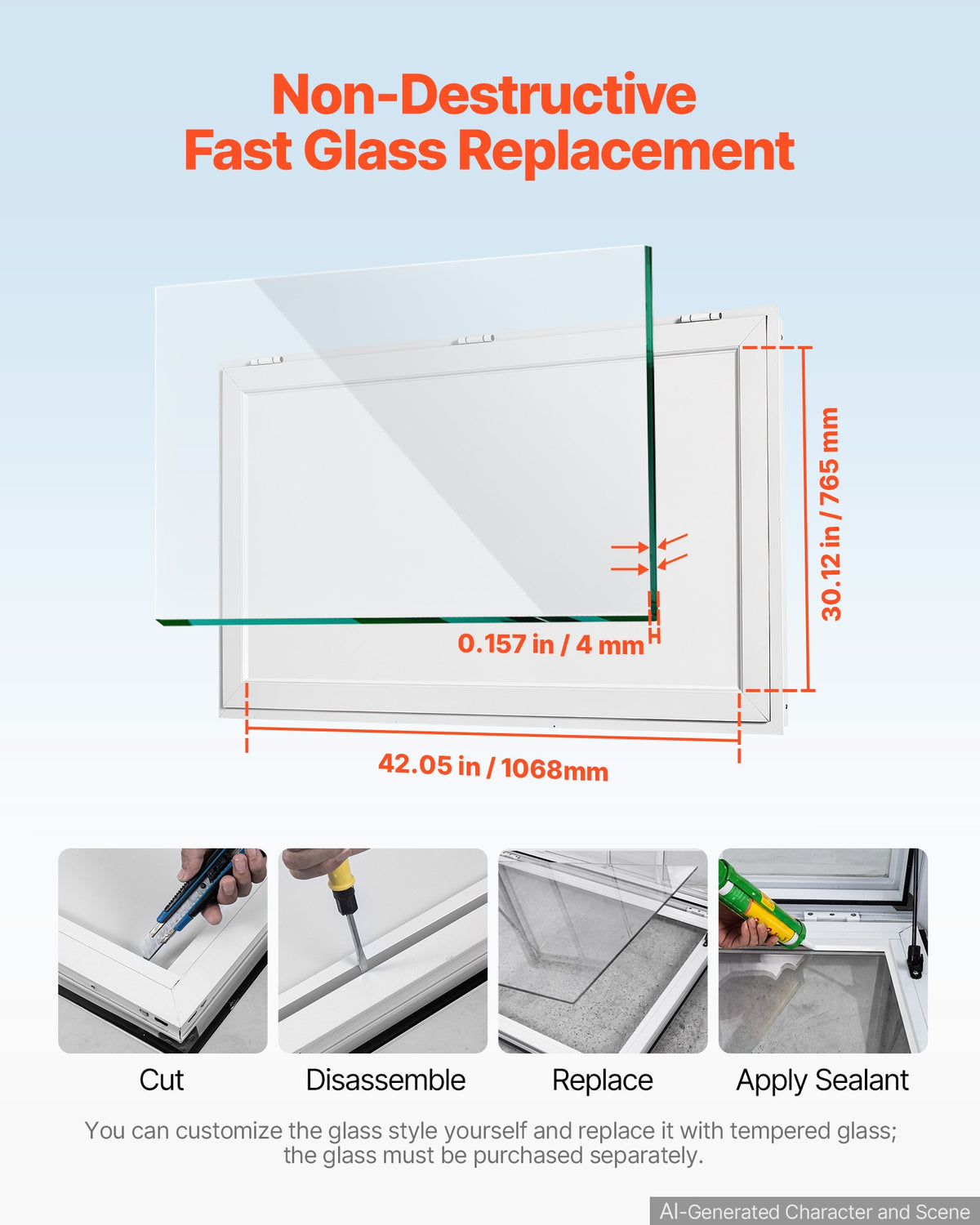 VEVOR Concession Window 1220x915mm Aluminum Alloy Frame Service Window, for Food Truck, Up to 85 Degrees Stand Serving Windows w/ Awning Door and Drag Hook, Rainwater Resistant for Concession Trailer