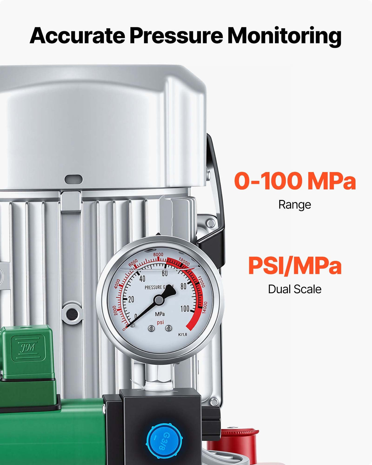 VEVOR Electric Driven Hydraulic Pump, 750W 10,000 PSI, Single Acting Hydraulic Pump Power Pack Unit, Solenoid Valve with Pedal Switch, 2.1 Gal / 8L, for Punching, Bending, Single Acting Cylinders