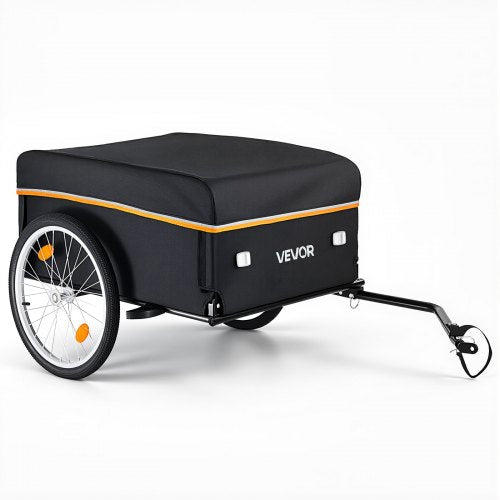 VEVOR Bike Cargo Trailer 59 kg Load Heavy-Duty Bicycle Wagon Cart Folding, Foldable Compact Storage with Waterproof Cover, 508 mm Wheels, Reflectors, Carbon Steel Frame, Fits 559-711 mm Bike Wheels