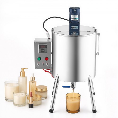 VEVOR Liquid Filling Machine, 30 L Hopper, Heating & Mixing Bottle Filler, for Candle Wax, Lipstick Paste, Lipstick, Stainless Steel Tank, Temperature Control, T-Shaped Mixing Blade, Stable Legs