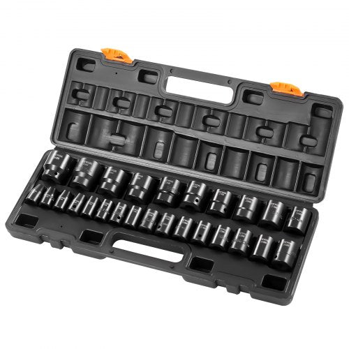 VEVOR Impact Socket Set 1/2 Inches 26 Piece Impact Sockets, Shallow Socket, 6-Point Sockets, Rugged Construction, CR-V, 1/2 Inches Drive Socket Set Impact Metric 10mm - 36mm, with a Storage Cage