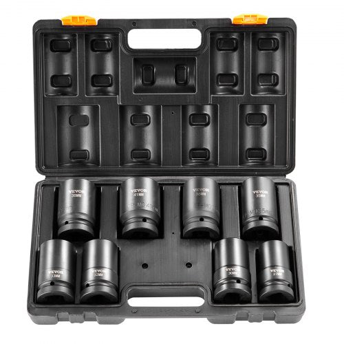VEVOR Impact Sockets Set 8pcs 6-Point 2.5 cm Drive Bit Ratchet Tool Kit Case