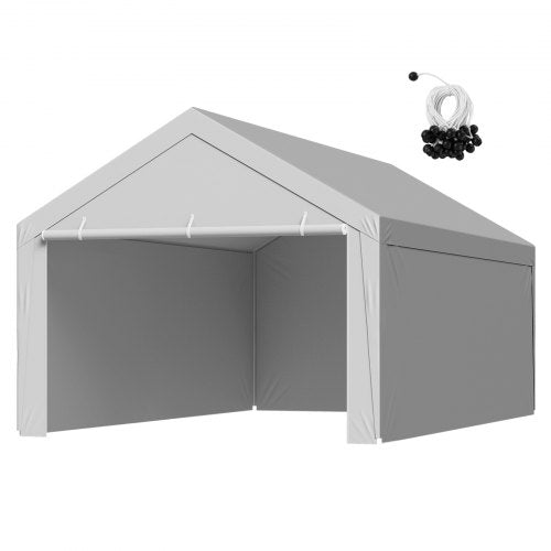 VEVOR Carport Replacement Canopy, 6 x 4 m Potable Garage Tent Top Tarp with Sidewalls, UV-Resistant & Waterproof, Heavy Duty Car Shelter Tarp with Ball Buggees, Grey, Frame Not Included
