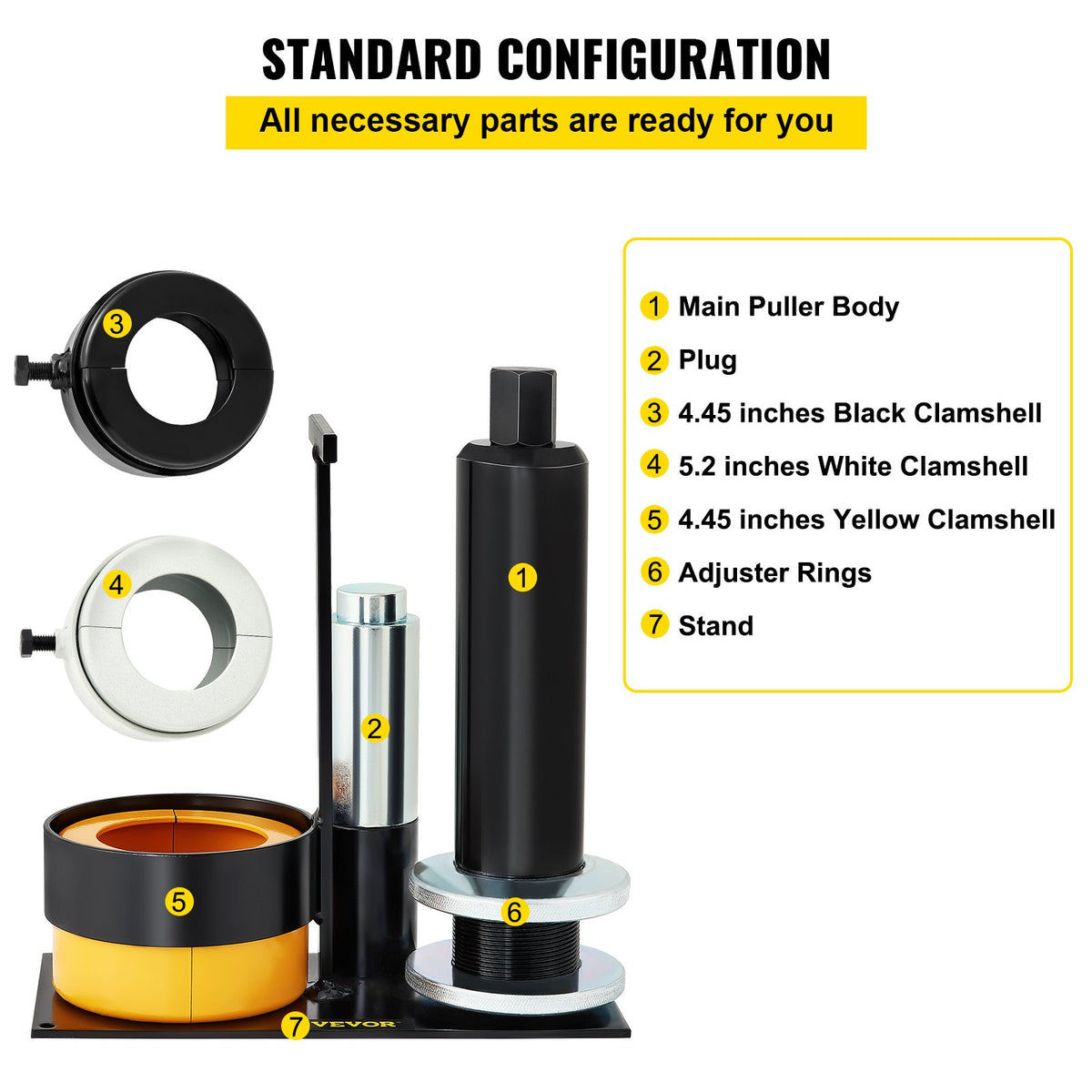 VEVOR Carrier & Pinion Bearing Puller, Compatible with Dana 30,40,50,60,70, 80, Ford 10.25" Bearings, Pinion Puller Tool with 3 Clamshells, 45# Steel Clamshell Bearing Puller for Auto Repair