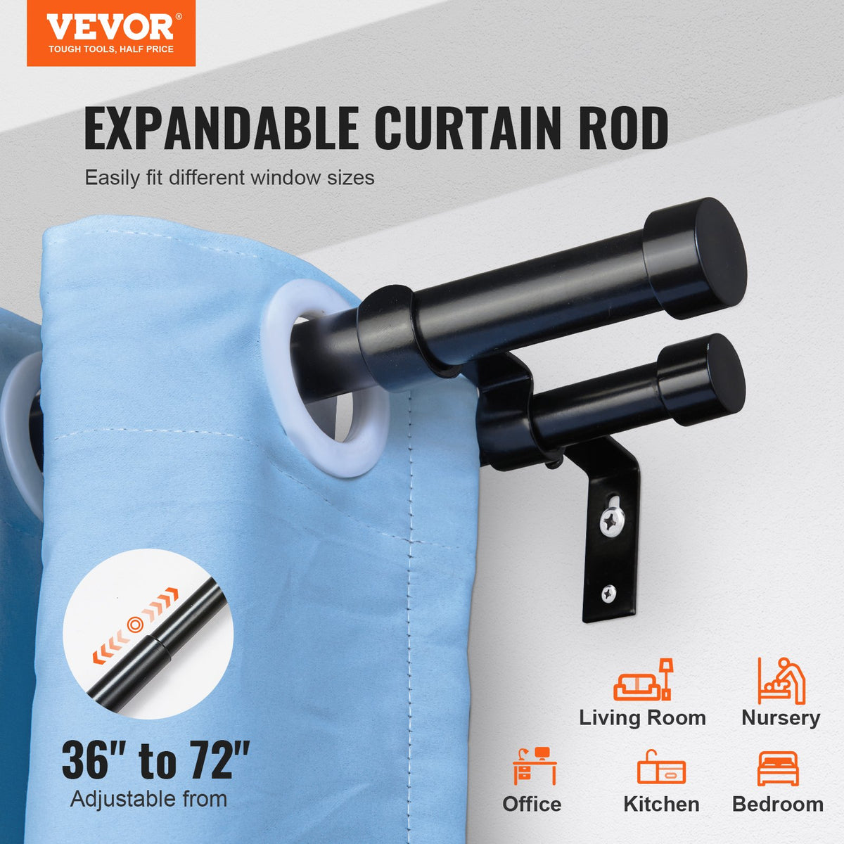 VEVOR Double Rod Curtain Rods