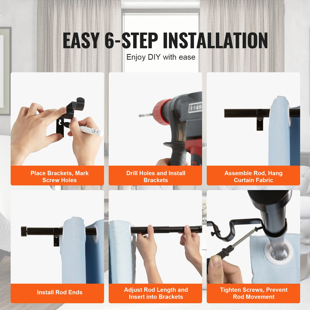 VEVOR Double Rod Curtain Rods