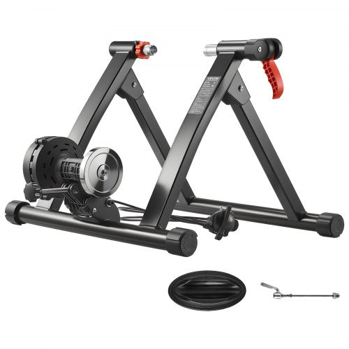 VEVOR Bike Trainer, 6 Level Resistance, 660.4-736.6 mm & 700C Wheels, Foldable Magnetic Bicycle Stationary Stand for Indoor Exercise Riding with Quick Release Skewer & Front Wheel Riser Block, Black